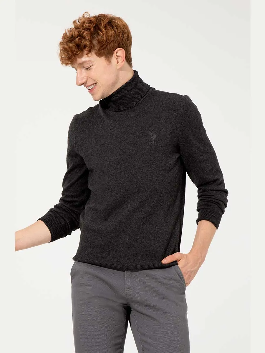 USPA Men Jumper Turtle Neck Anthracite Melange VR081 USPJR268