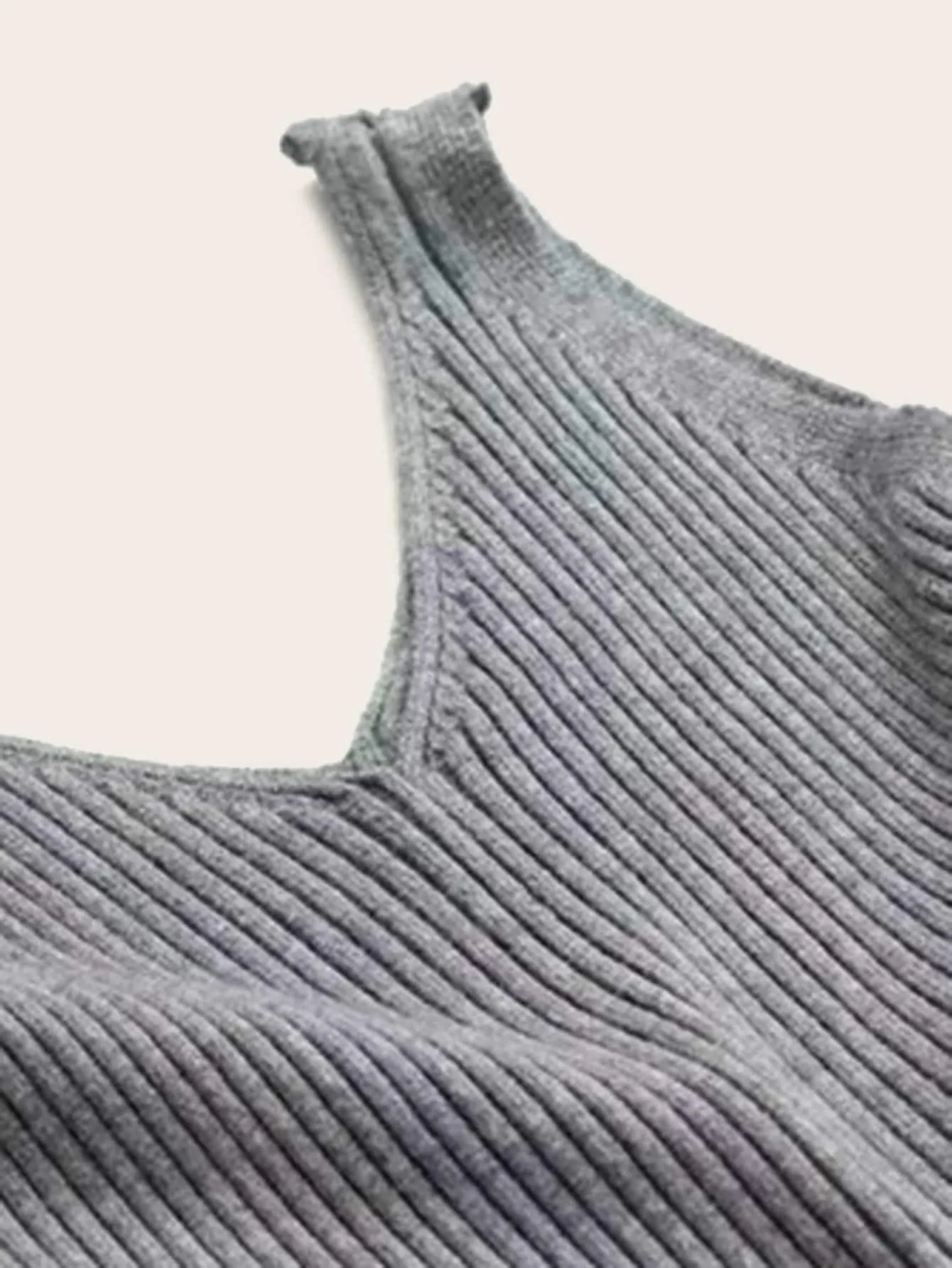V-Neck Ribbed Knit Tank Jumper Dress