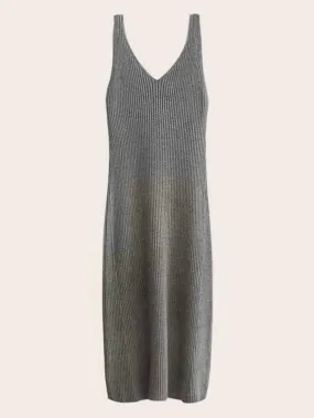 V-Neck Ribbed Knit Tank Jumper Dress