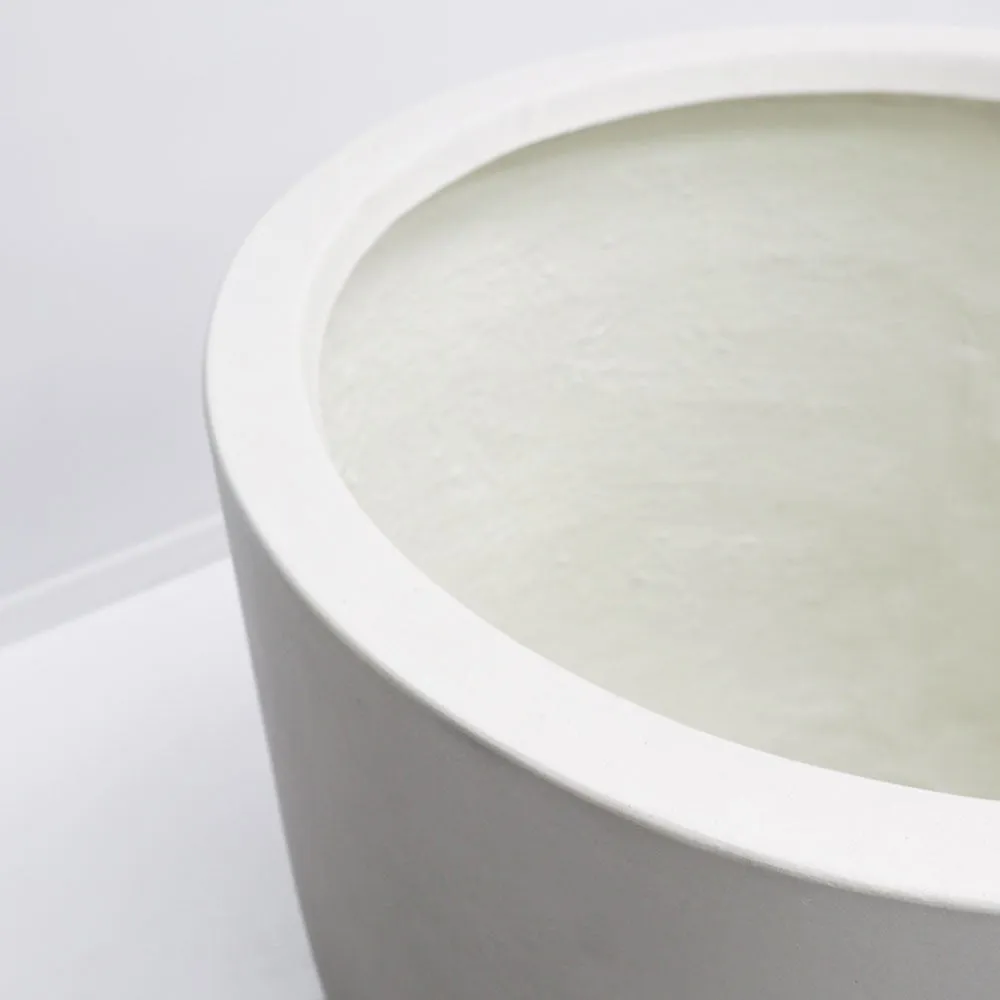 White Bullet Reinforced Concrete Outdoor Planter With Drainage - Larger