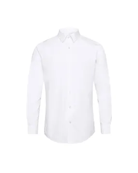 White Twill Natural Stretch Cotton French Cuff Dress Shirt