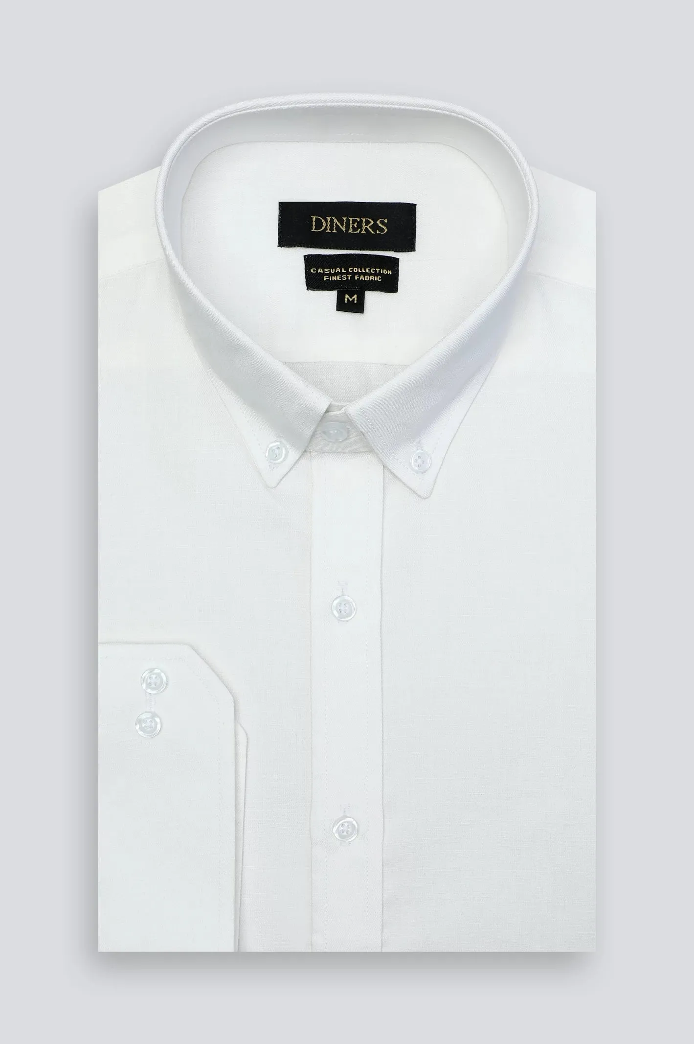 White Twill Textured Casual Shirt