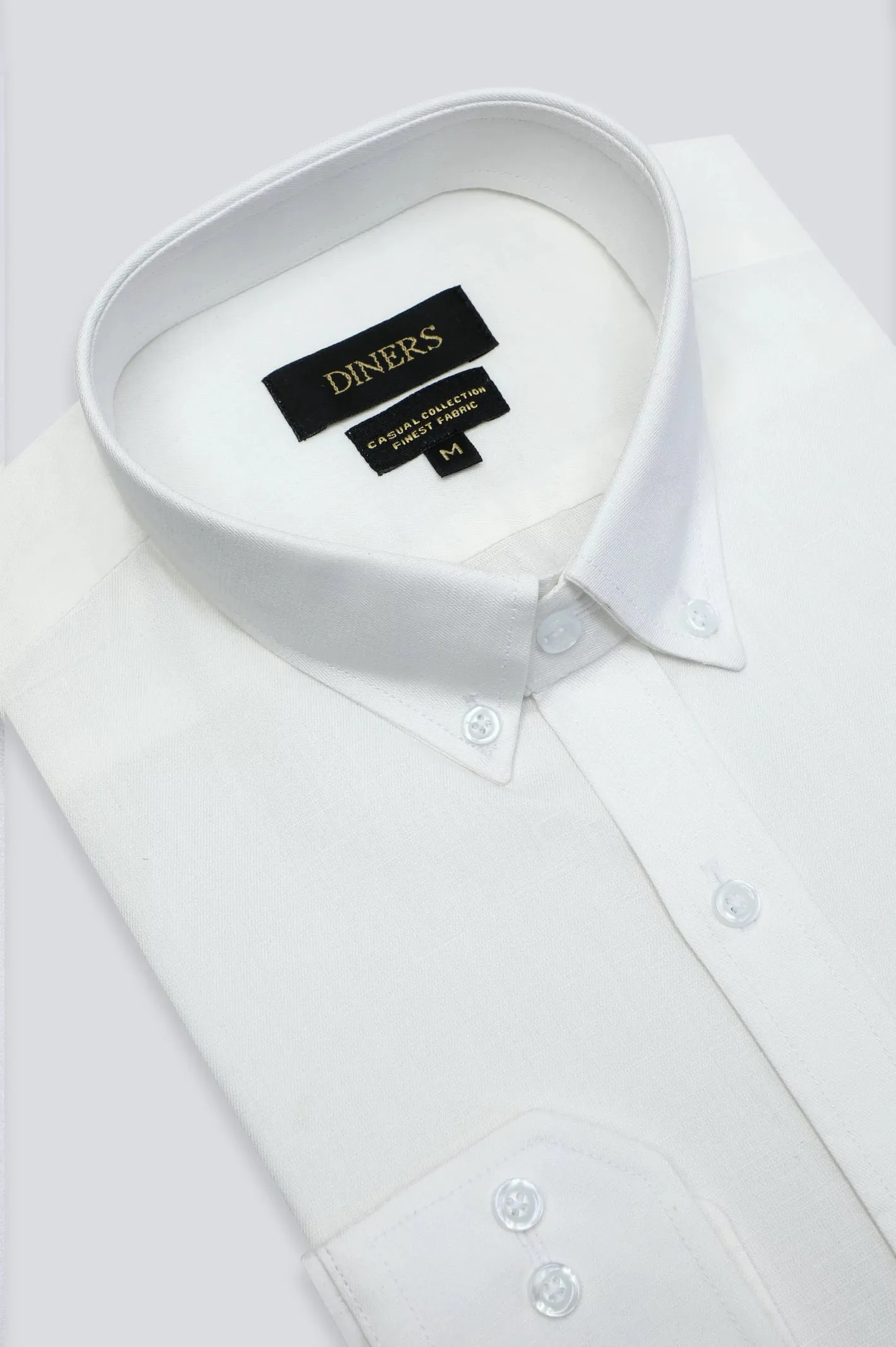 White Twill Textured Casual Shirt