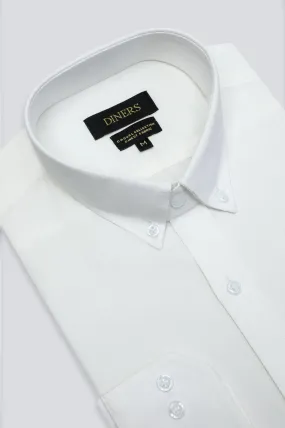 White Twill Textured Casual Shirt
