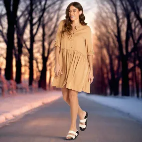 Willow Shirt Dress- Tan