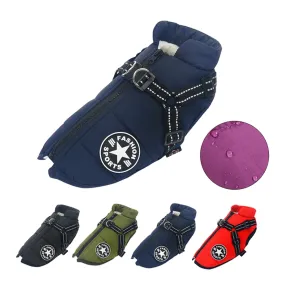 Winter Fleece Dog Jacket with Integrated Harness