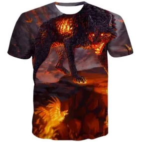 Wolf T-shirt Men Flame Shirt Print War Tshirts Novelty Mountain Tshirts Cool Gothic Tshirts Casual Short Sleeve Fashion Men Tops