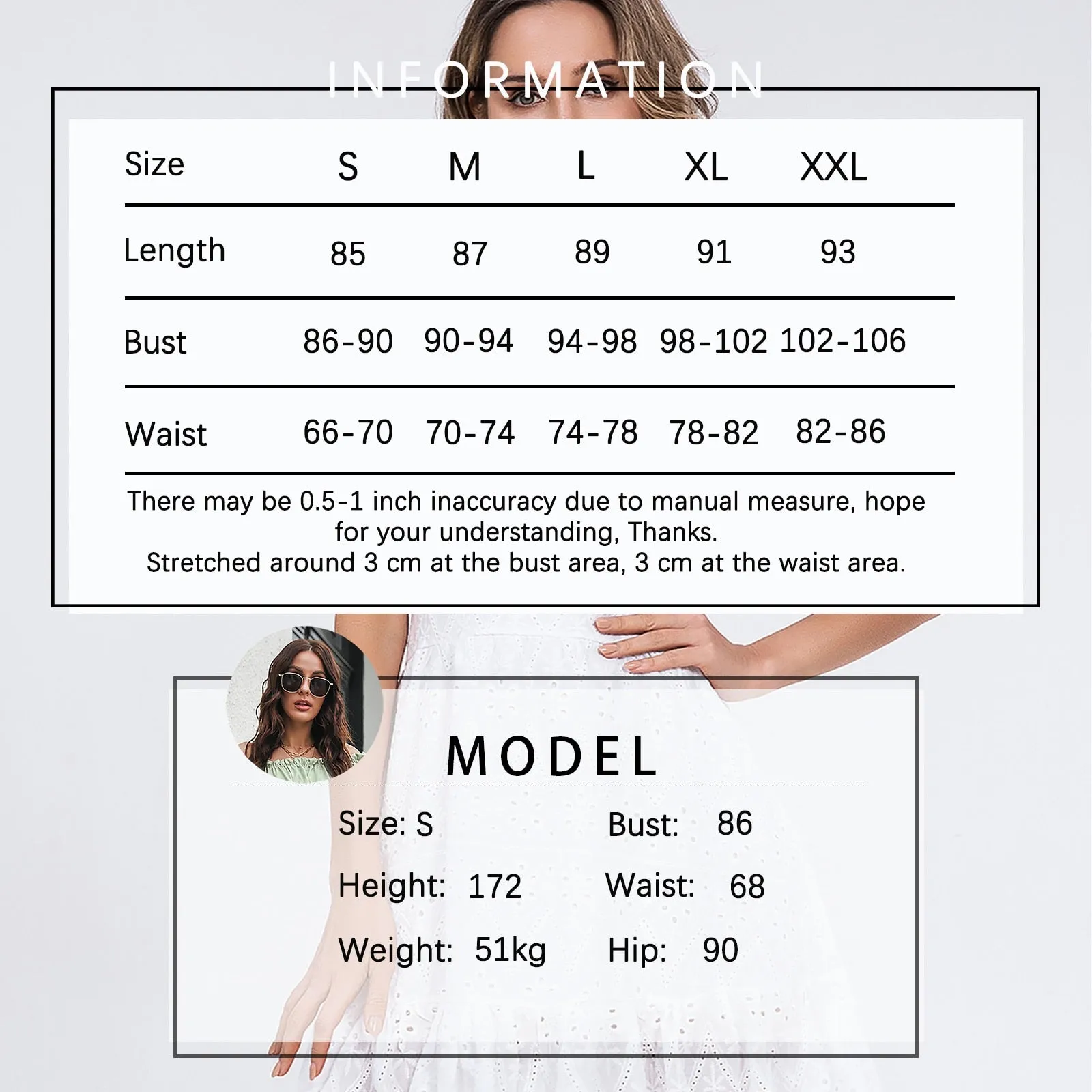 Women summer white dress Holiday casual high waist A-line Dress