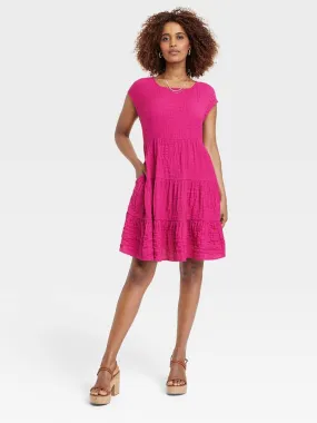 Women's A-Line Dress,Fuchsia