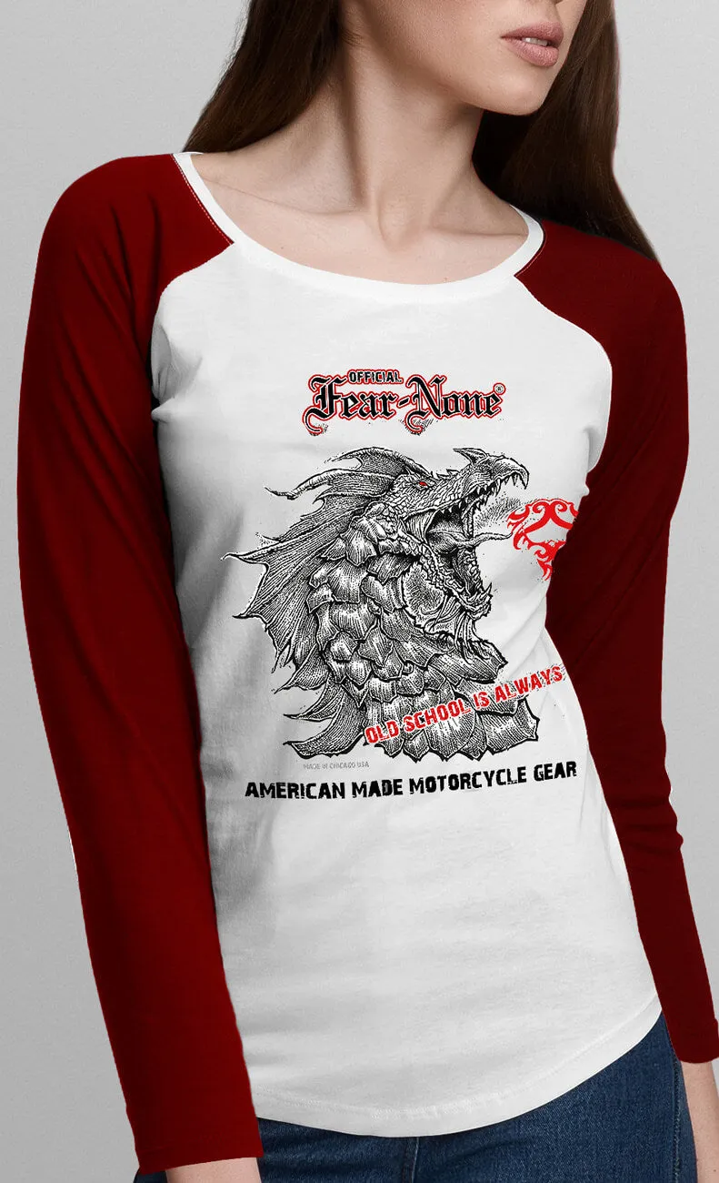 Women's "Old School Serpent" Red Baseball T Shirt