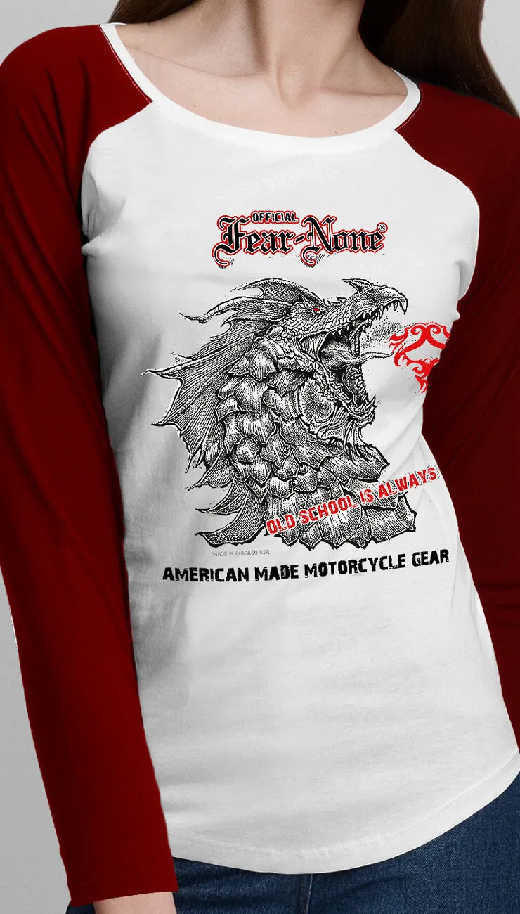 Women's "Old School Serpent" Red Baseball T Shirt