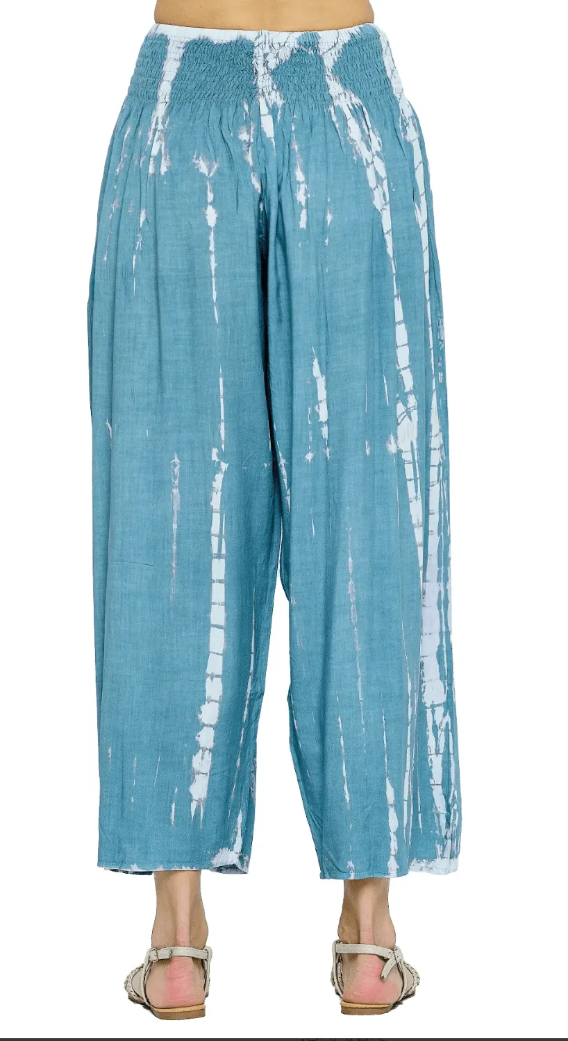 Yak Yeti Cropped Tye Dye Pants  23186-AQUA