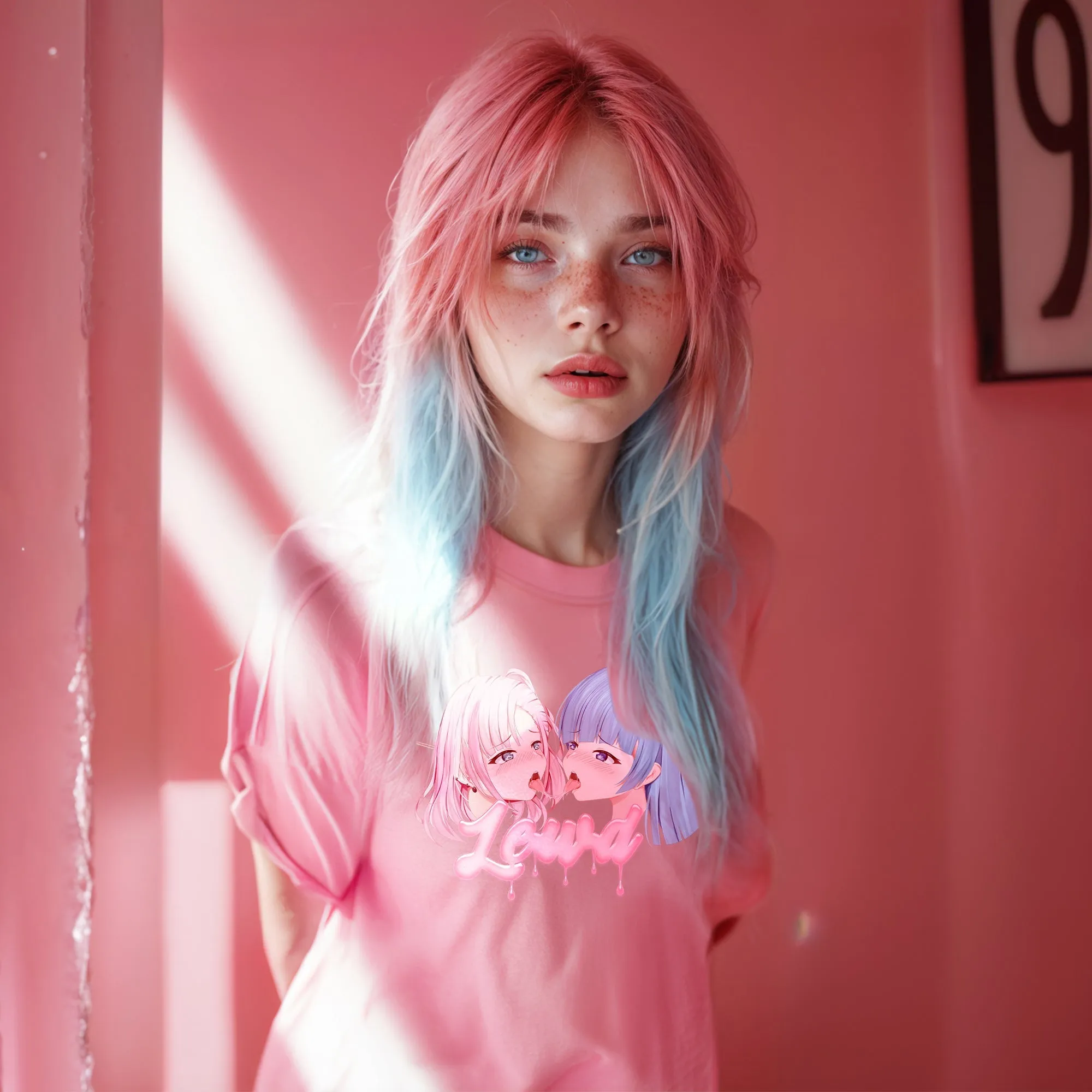 Yuri Pink Oversized T-Shirt: Channel Your Inner Waifu with Bold, Flirty Vibes!