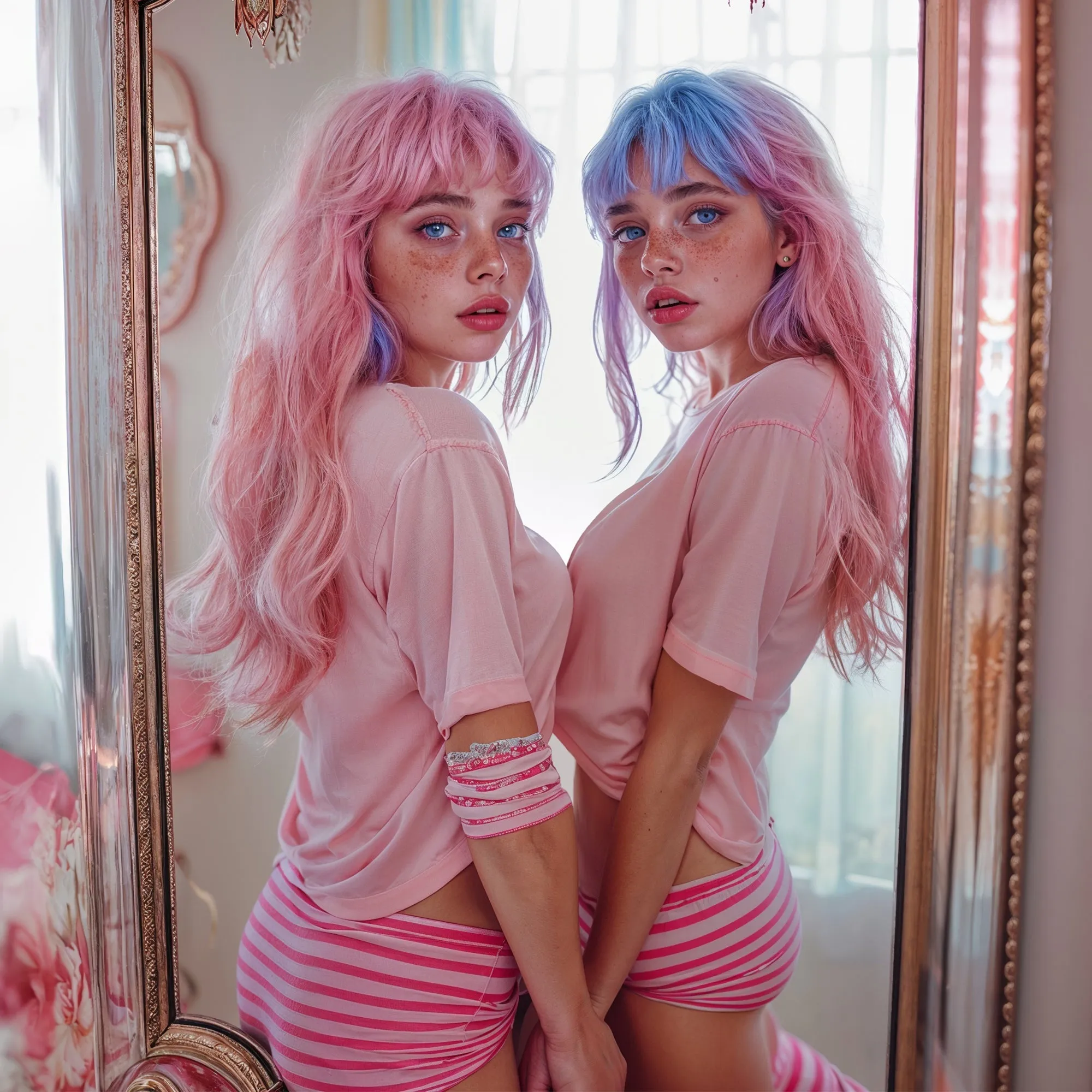 Yuri Pink Oversized T-Shirt: Channel Your Inner Waifu with Bold, Flirty Vibes!